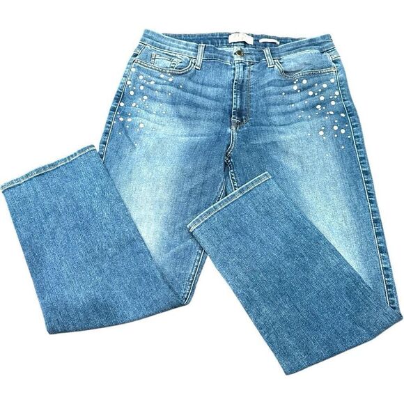 7 FOR ALL MANKIND 7FAM SFAM ANTHROPOLOGIE Cropped Straight Stretch Mid Rise Faux - Picture 1 of 5